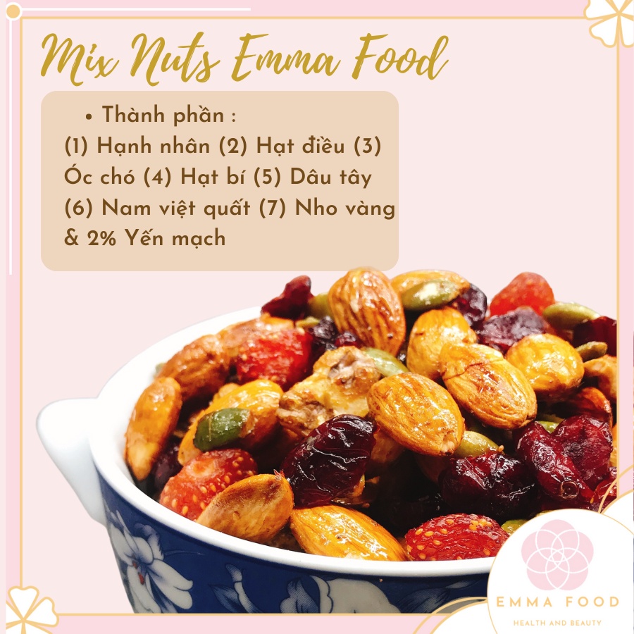 Mix Nuts Granola Mix 15 Hạt và Qủa Nướng Mật Ong (2% Yến Mạch) by EMMA Food