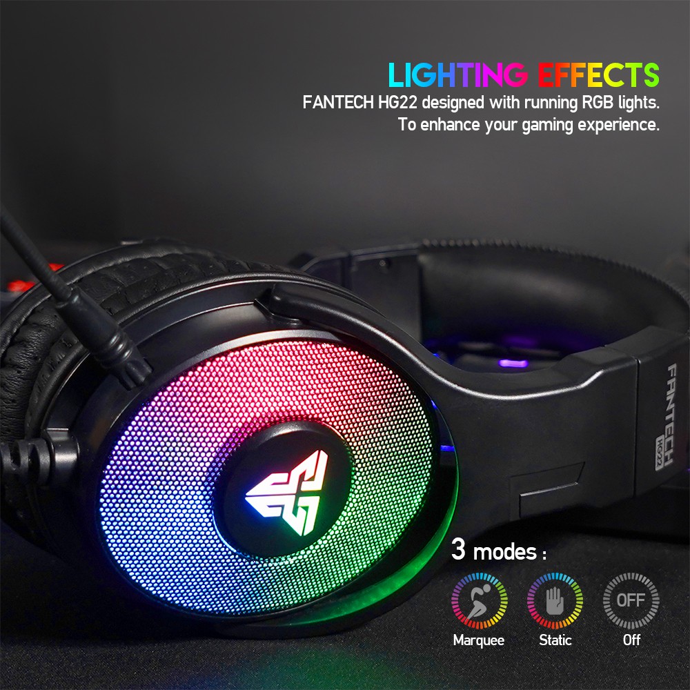 Tai nghe Gaming có dây Fantech HG22 7.1 âm thanh vòm, led RGB, jack cắm USB, dùng cho PC và PS4