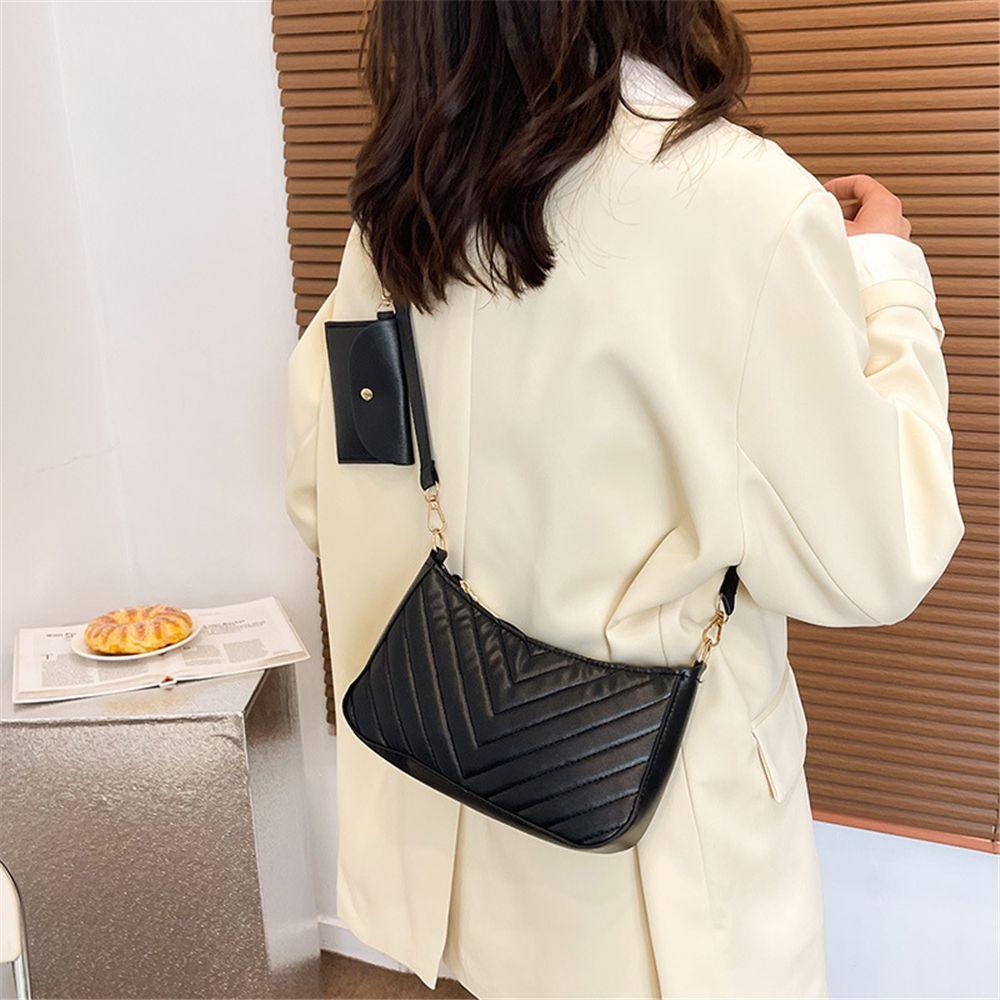 MIHAN1 Túi Xách Da PU Họa Tiết Sọc Caro Thời Trang Cho Nữ