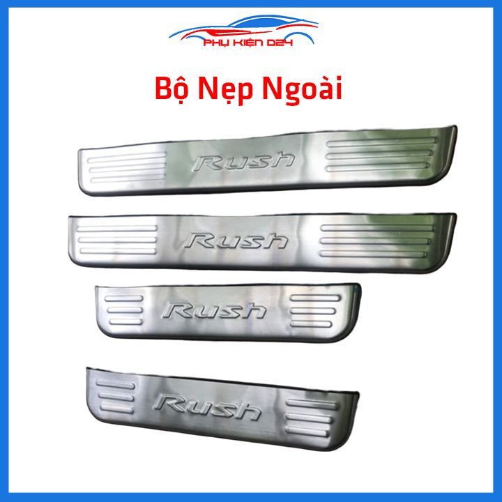 Bộ ốp bậc cửa trong ngoài nẹp bước chân Rush 2018-2019-2020 Inox chống trầy trang trí xe