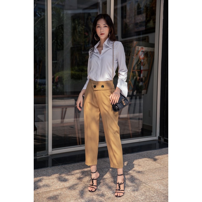 Quần tây Masara dáng Baggy 2 nút màu nâu