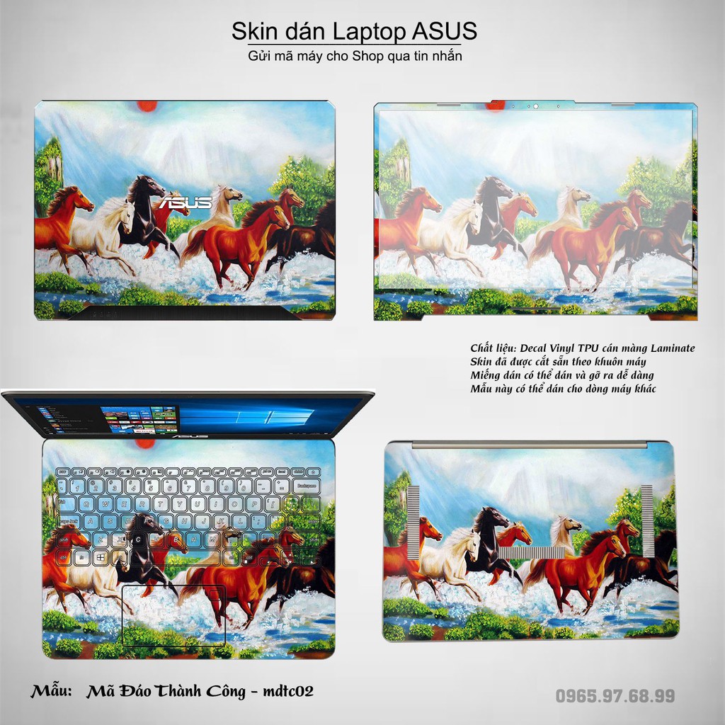 Skin dán Laptop Asus in hình Mã Đáo Thành Công (inbox mã máy cho Shop)