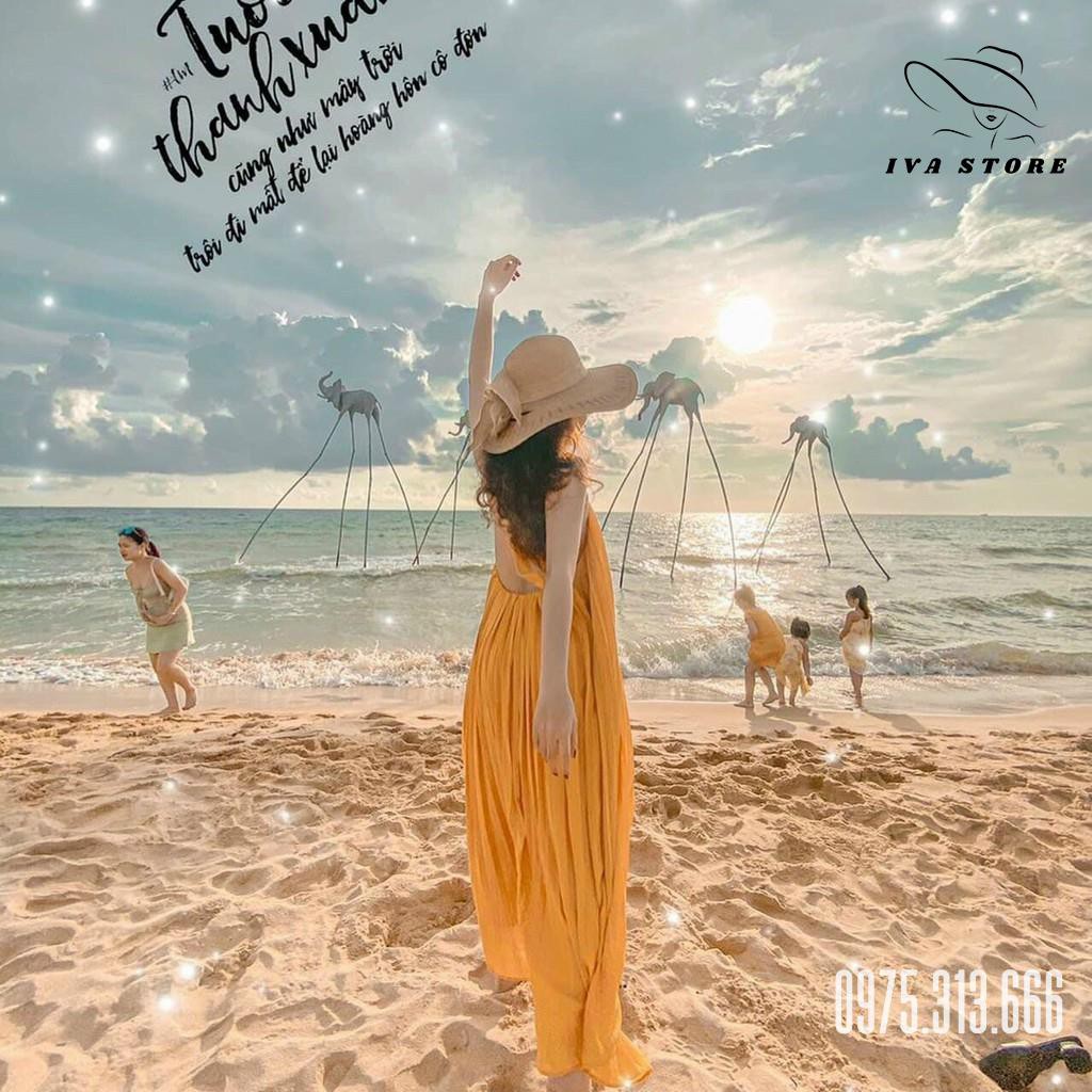 Đầm Maxi Cổ Yếm, Váy Maxi Dập Ly V54 Chất Voan Mềm Mướt, Mầu Đỏ, Xanh, Vàng, Cho Dáng Dài Miên Man Và Shot Ảnh Để Đời | BigBuy360 - bigbuy360.vn