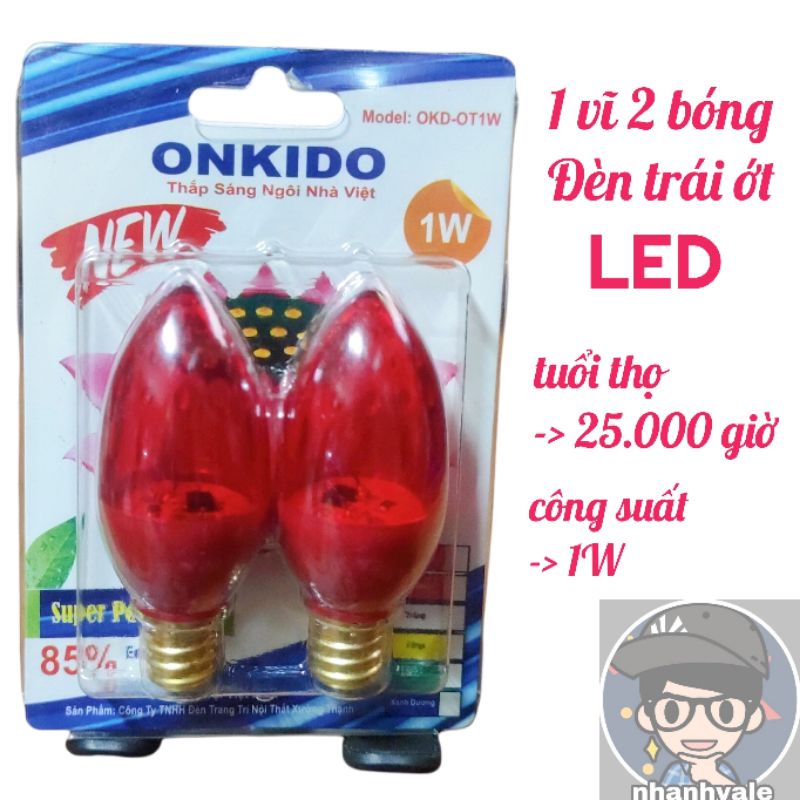 Bộ 10 bóng đèn LED trái ớt màu đỏ OKIDO