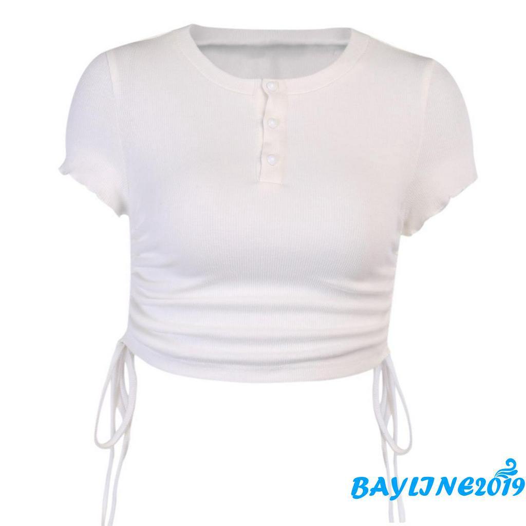 Áo Lửng Tay Ngắn Buộc Dây Thời Trang Dành Cho Nữ