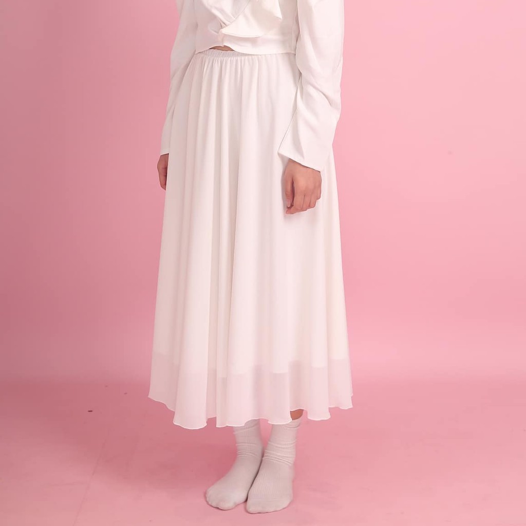 Chân váy dài dự tiệc đi chơi midi skirt  vải voan caocaobycaochen 2 màu đen trắng có big size