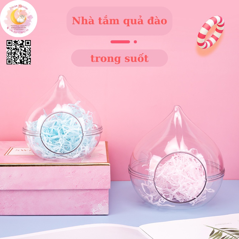Nhà tắm quả đào trong suốt cho Hamster, sóc bay và động vật nhỏ khác...