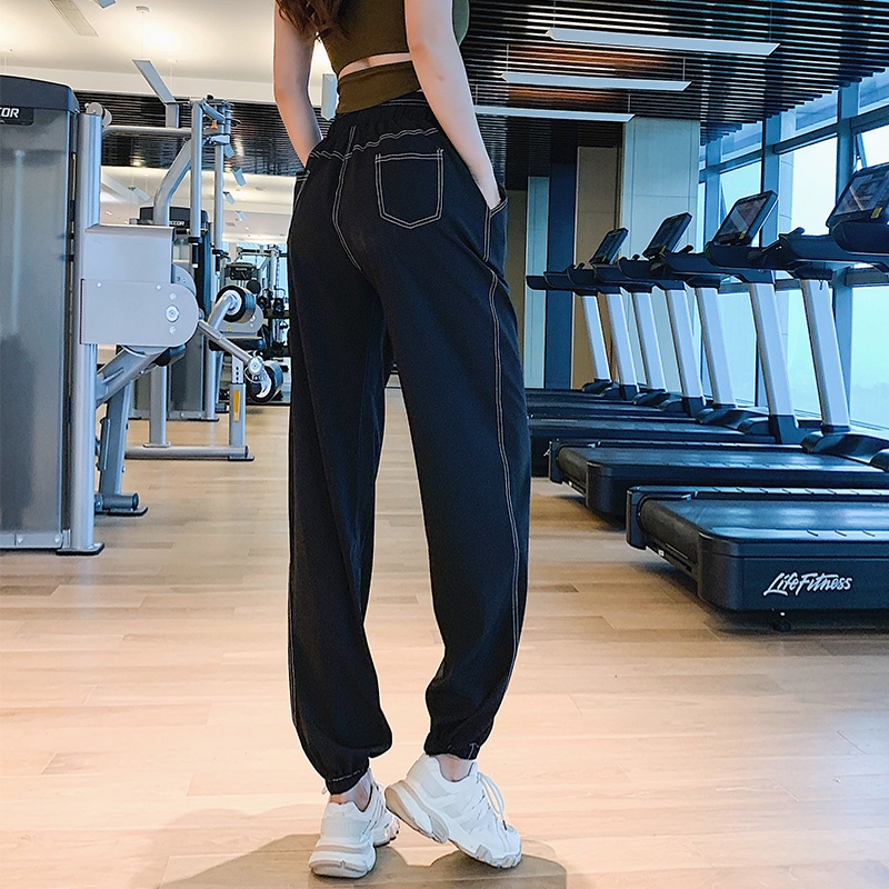 Quần thể thao ống rộng phối dây rút năng động hợp thời trang