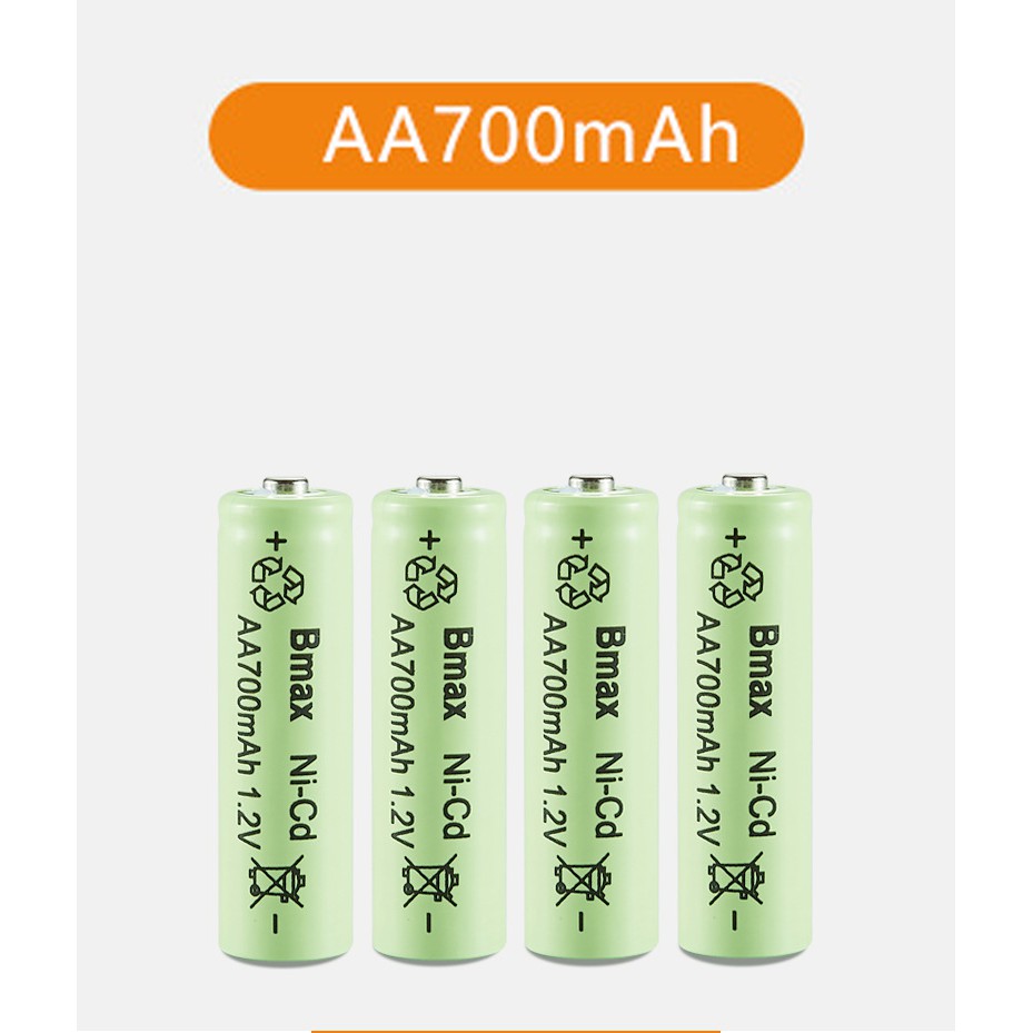 Pin tiểu AA sạc lại NiCd AA 700mAh - dành cho đồ chơi, đồng hồ, chuột máy tính và các thiết bị gia đình