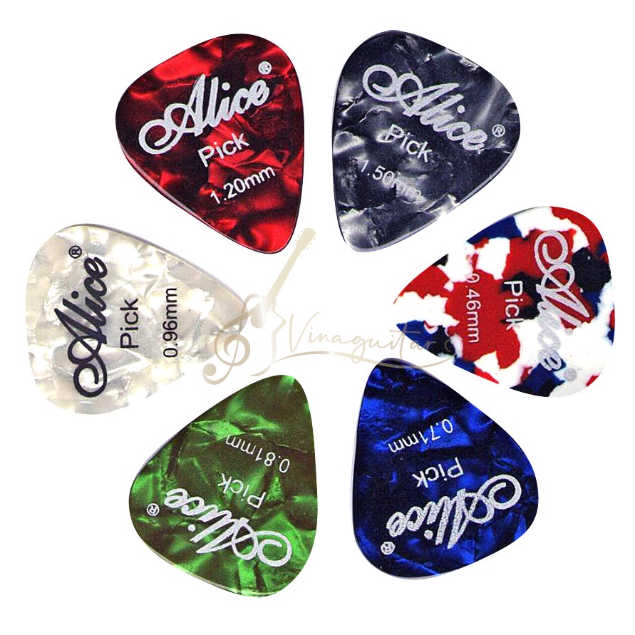 Pick Móng Phím gảy đàn guitar Alice các cỡ chính hãng các cỡ Pick Alice 0.46 - 0. 71- 0.81 - 0.96- 1.2 - 1.5