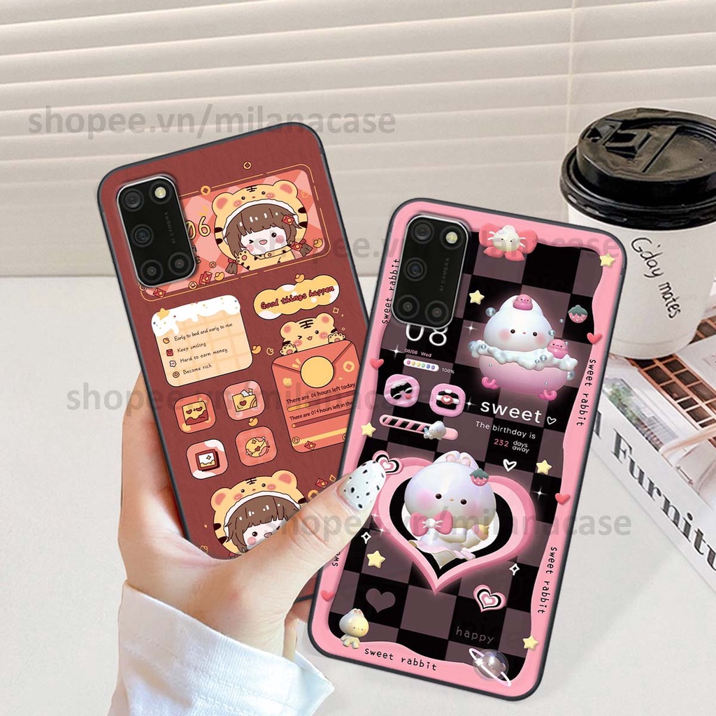 Ốp Oppo A52 / A92 hình đồng hồ icon gấu mèo cute cực dễ thương ngộ nghĩnh