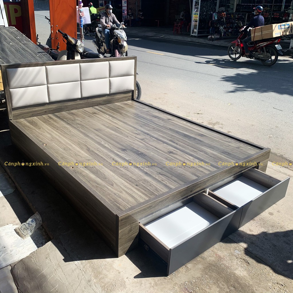 Giường ngủ bọc nệm gỗ MDF 2 hộc kéo CPX-G40