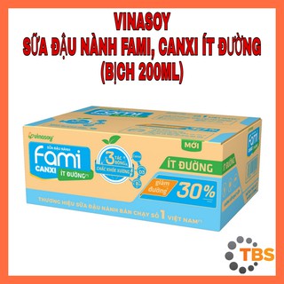 [VINASOY, SỮA ĐẬU NÀNH FAMI] SỮA ĐẬU NÀNH FAMI, CANXI ÍT ĐƯỜNG, BỊCH 200ML