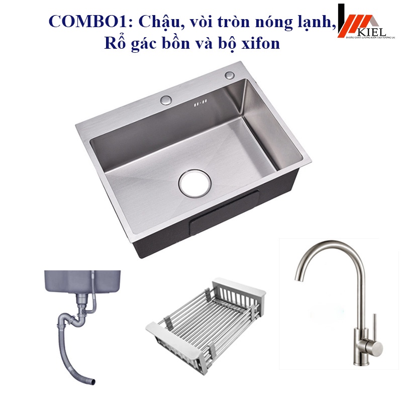 Chậu bồn rửa chén bát 1 hộc kích thước 60x45
