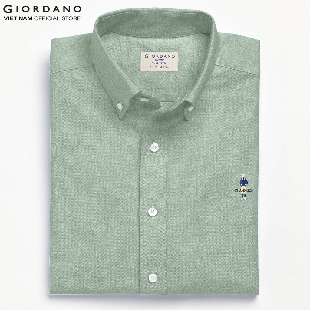 Áo Sơ Mi Oxford Nam Dài Tay Logo Classics Giordano 01042043