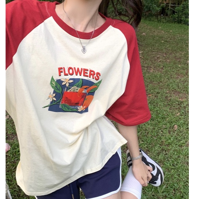 Áo thun ngắn tay Peppermint 52260 in họa tiết thời trang mùa hè Hàn Quốc cho nữ