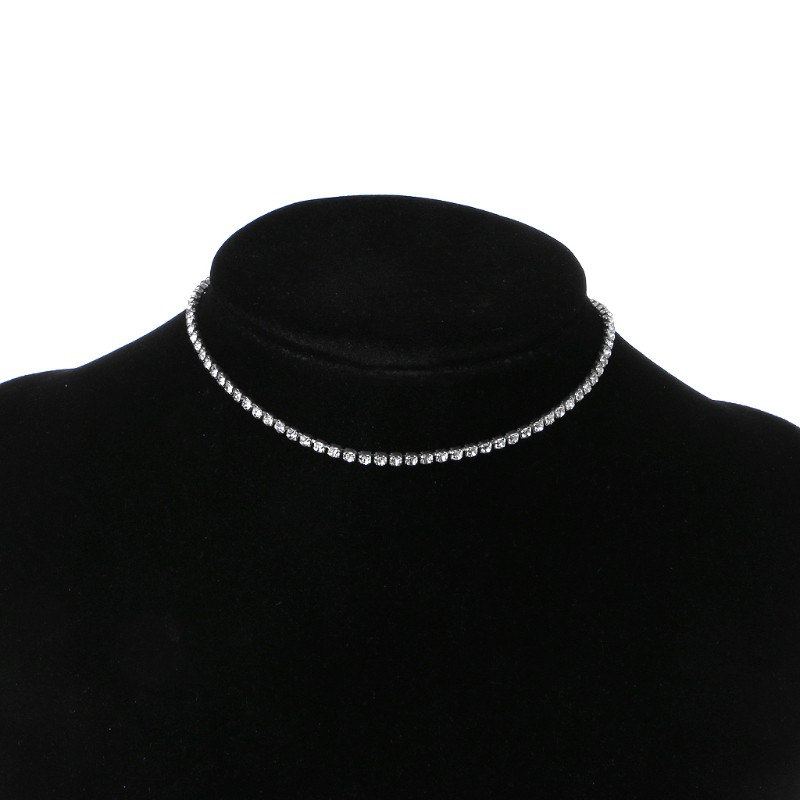 Vòng Cổ Choker Đính Đá Pha Lê Nhân Tạo Phong Cách Tối Giản