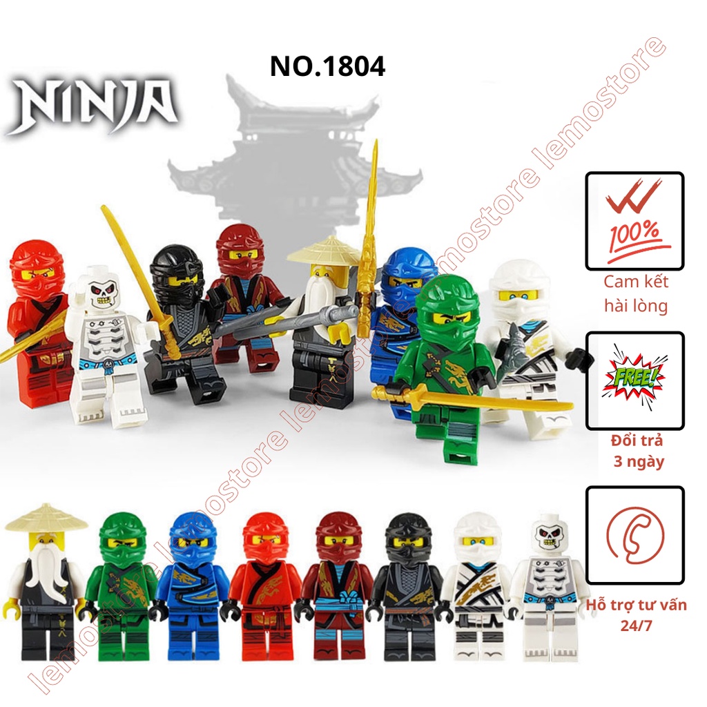 Đồ chơi lắp ráp ninjago minifigures giá rẻ 1804 gồm 8 nhân vật