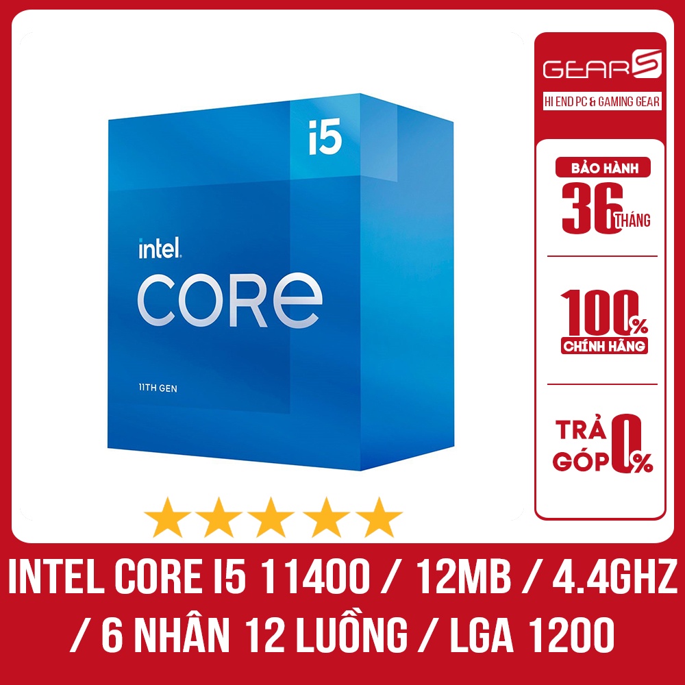 CPU Intel Core i5 11400 (2.6GHz turbo up to 4.4Ghz, 6 nhân 12 luồng, 12MB Cache, 65W) Full Box - Bảo hành 36 Tháng