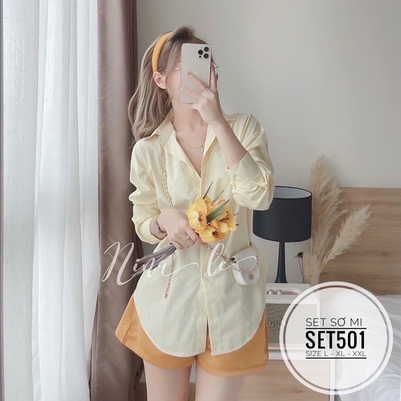 [ CHUBBY BIGSIZE ] Set áo sơ mi + quần Phi