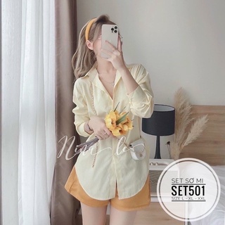 [ CHUBBY BIGSIZE ] Set áo sơ mi + quần Phi