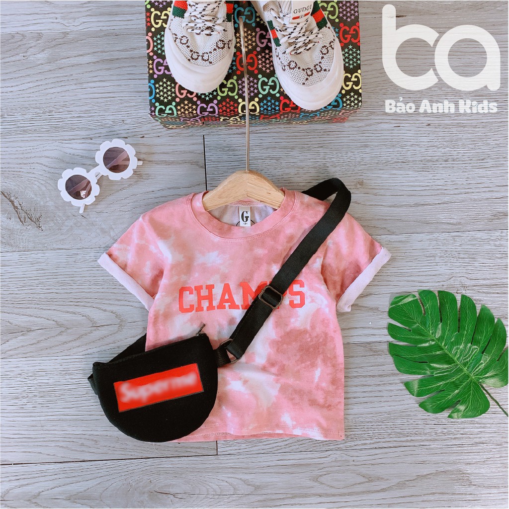 Áo Phông Màu Loang CHAMPS Sắn Tay Chất Cotton Kiểu Dáng Khỏe Khoắn Cá Tính Cho Bé Trai Bé Gái - AOCHAMP1