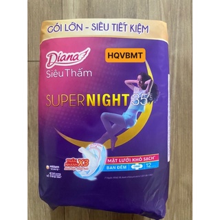 [CHÍNH HÃNG] GÓI LỚN Băng vệ sinh Diana siêu thấm Supernight 35cm 12 miếng/gói MẪU MỚI