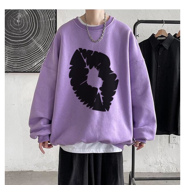 [ Mã 12FASHIONSALE1 giảm 10K đơn 50K ] Áo sweater nỉ cổ tròn dài tay nam nữ họa tiết APSR Môi đen | BigBuy360 - bigbuy360.vn