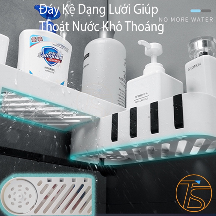 Kệ góc tường xoay 180 độ 2 tầng lắp đặt nhà tắm, nhà bếp - Loại dán tường