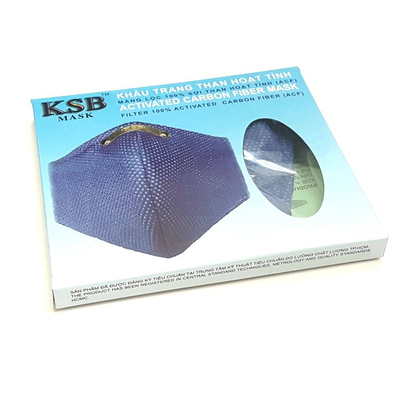 Khẩu trang vải than hoạt tính cao cấp KSB MASK - (1 cái) - Tái sử dụng nhiều lần - Thun qua tai có nẹp inox cố định mũi