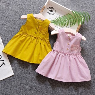 BBWORLD   Bé gái mùa hè đầm bé đầm bông dễ thương màu hồng cô gái ăn mặc
