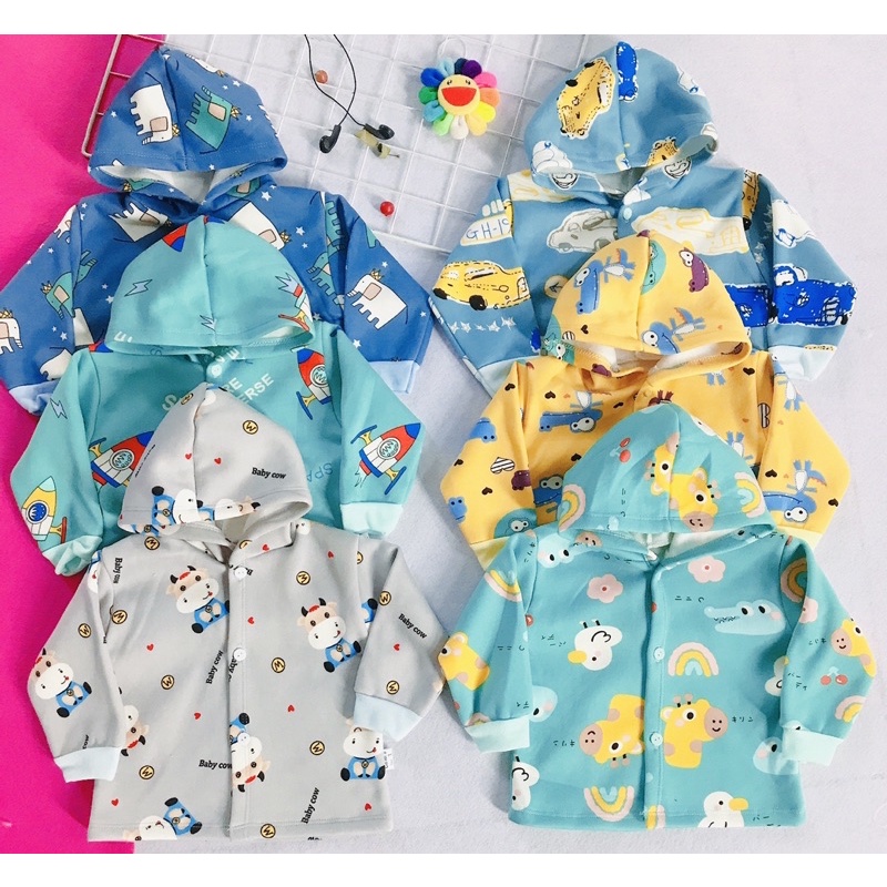 Áo khoác nỉ lót lông có mũ cho bé