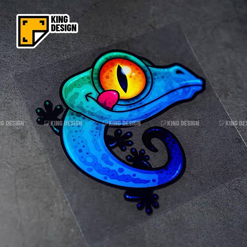 Miếng dán phản quang hình tắc kè hoa cá tính dễ thương cho cửa sổ/ nắp bình xăng xe máy xe hơi
