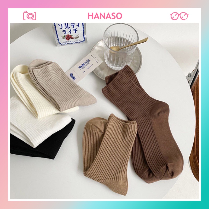 Tất vớ nữ len gân siêu mềm thoáng khí phong cách Nhật Hàn mẫu mới dành cho giới trẻ HANASO TD034