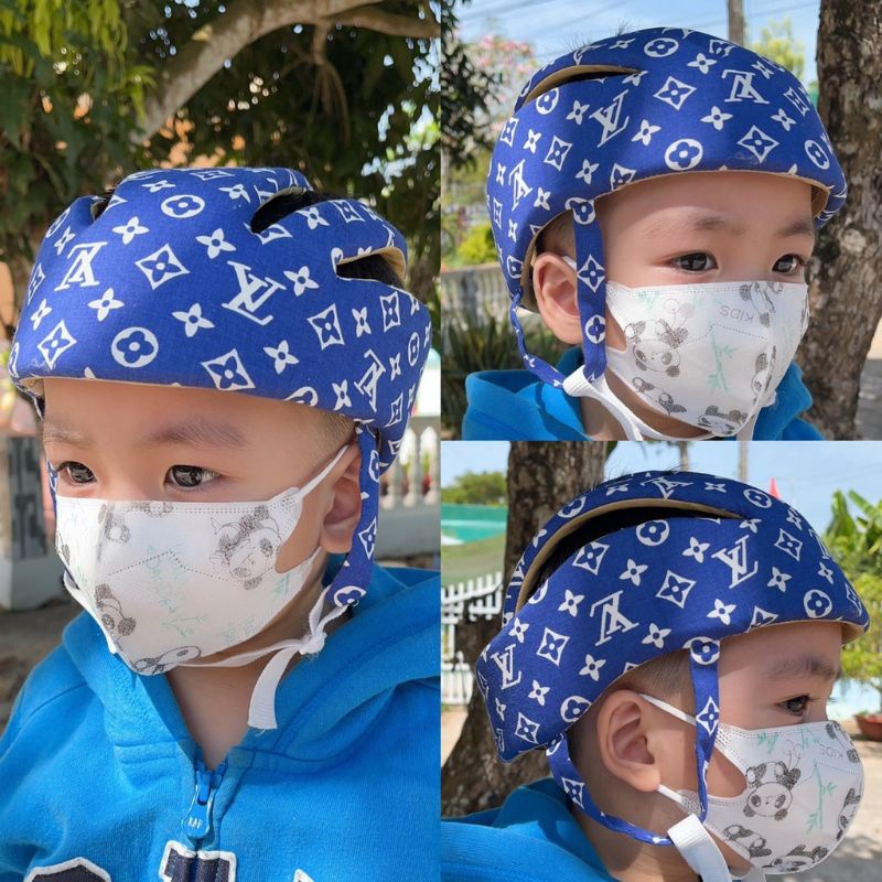 Nón bảo vệ đầu cho bé đa năng - Mũ bảo hiểm bảo vệ đầu cho bé tập ngồi/ tập bò/ tập đi/ chạy xe đạp - Mẫu xanh đậm mới