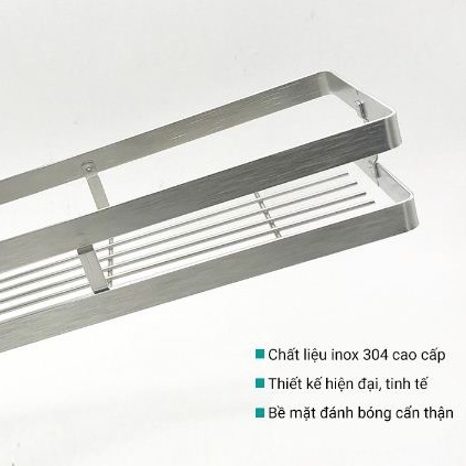 Giá kệ gia vị Inox 304 Nanichino để đồ treo tường, gắn tường, dán tường đa năng có sẵn keo