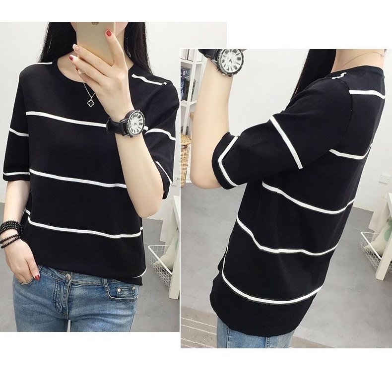 Áo thun tay ngắn cổ tròn kích thước rộng dành cho phụ nữ trung niên