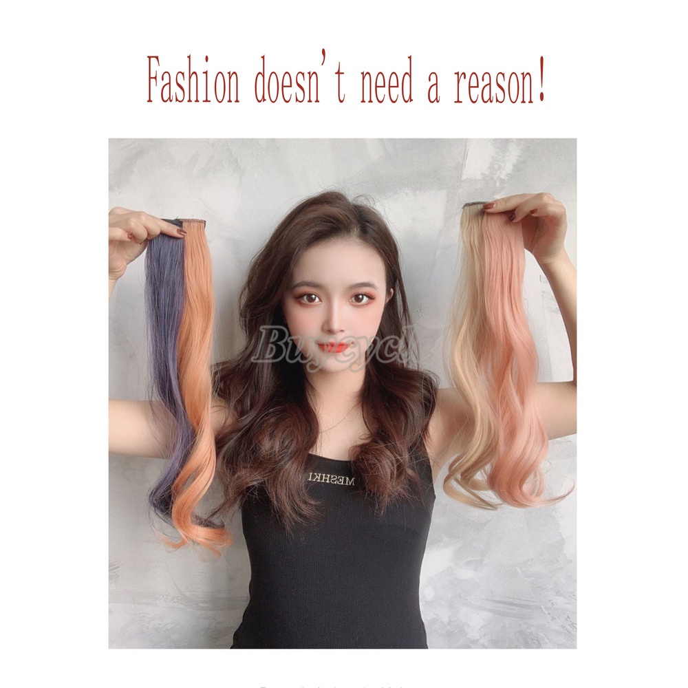 Bộ Tóc Giả Dài Xoăn Màu Gradient Tự Nhiên Không Để Lại Dấu Vết Cho Nữ