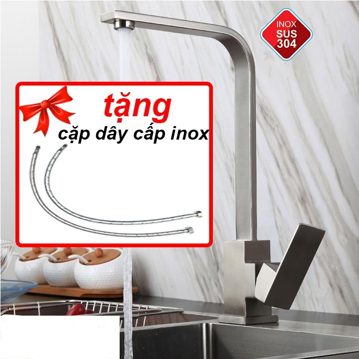 Vòi rửa chén nóng lạnh inox 304 Astosi xoay 360 Chống Han Gỉ gắn chậu Quay được 2 hộc chậu vòi Chén Vuông dẹt