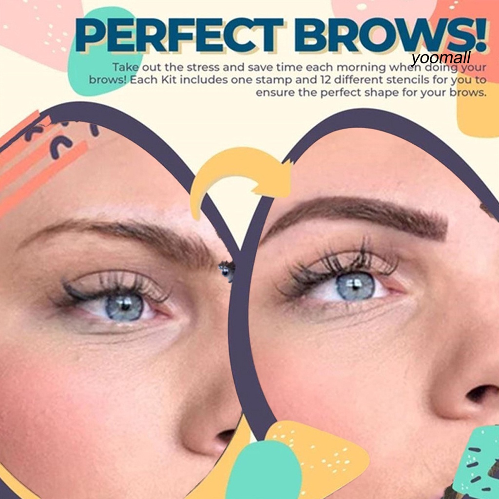 [Hàng mới về] Bộ khuôn kẻ bằng PVC và bột dặm lông mày một bước tối giản dễ sử dụng tiện lợi