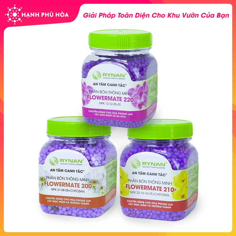 COMBO 3 Loại Phân Bón Rynan 200 210 220 (150g/Hũ) Thông Minh Tan Chậm Flowermate Giải Pháp Toàn Diện Cho Cây Lan