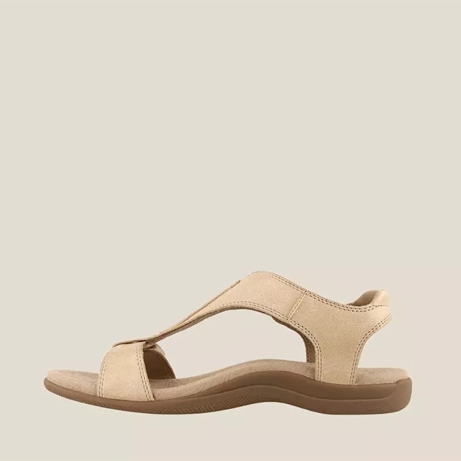 Tikp Giày Sandal Bằng Da Đế Xuồng Dày Quai Dán 6 Màu Tùy Chọn Size 35-42 Cho Nữ
