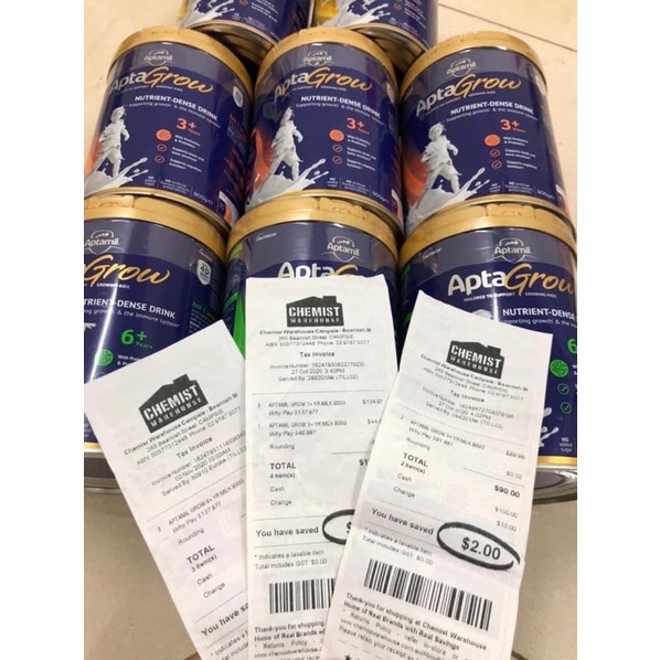 Sữa AptaGrow Milk Úc dòng cao năng lượng cho bé 1+ đến 6+ 800g date 2025