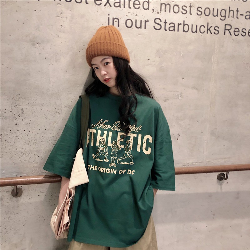 Áo thun tay lỡ   ATHLETIC  phông Unisex nam nữ tee oversize form rộng pull Ulzzang Streetwear Hàn Quốc vải mềm