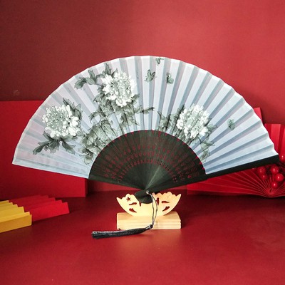 Quạt cổ trang Chim đào dây tuyến cổ đại quạt xếp cầm tay phong cách Trung Quốc phong cách cổ điển