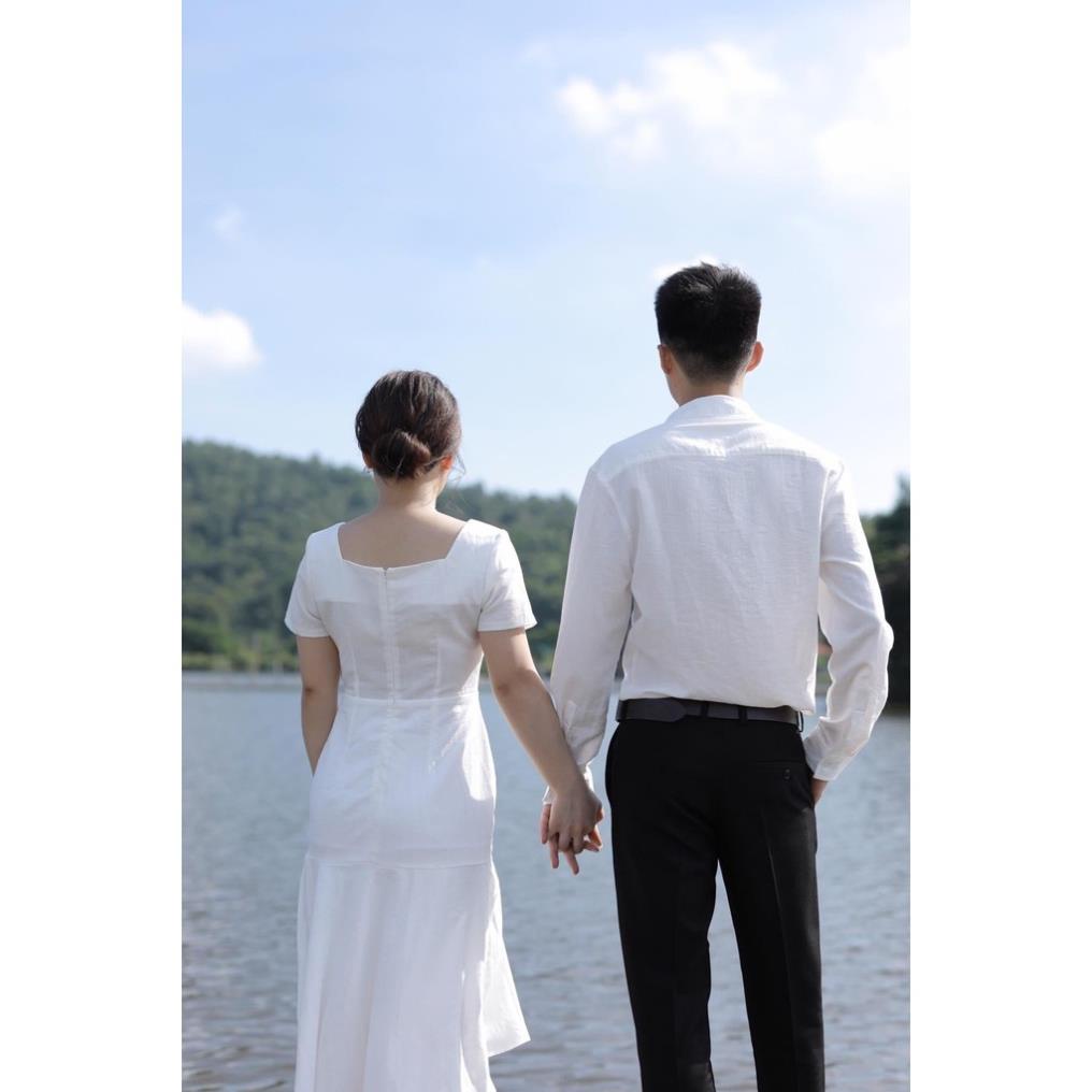 Áo váy đôi nam nữ đồ đôi Hàn Quốc chụp ảnh cưới đẹp màu trắng cho cô dâu chú rể AV42 ST