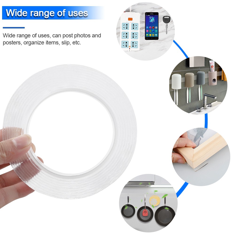 Reusable Magic Nano Tape Double Sided Traceless Adhesive Clear Tape Removable KK