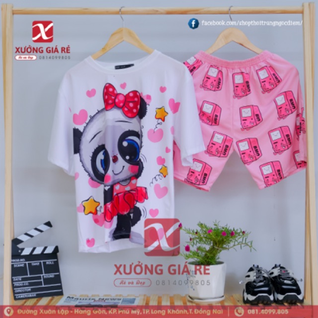 Bộ ĐÙI CARTOON SET VỚI QUẦN HỒNG CUTE