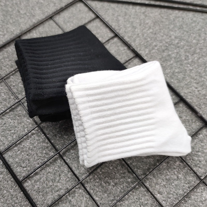 Tất cao cổ nam nữ vớ trơn đen trắng cotton kháng khuẩn thoáng khí êm chân MRSOCKS VC069