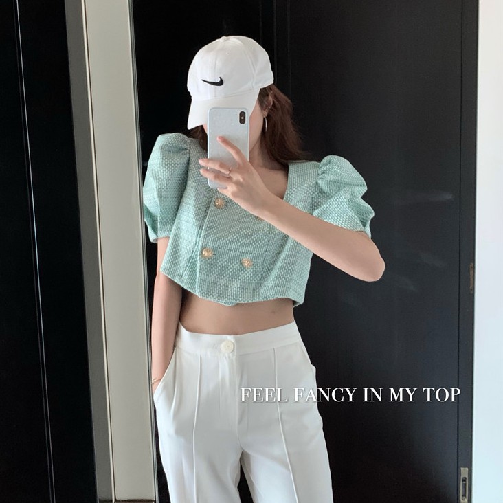 Áo sơ mi kiểu nữ tay bồng Emilyshop ulzzang